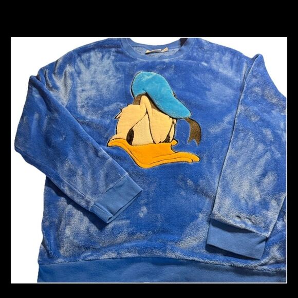 Disney Donald Duck Velour Fleece Sweatshirt Size XL - Picture 1 of 7